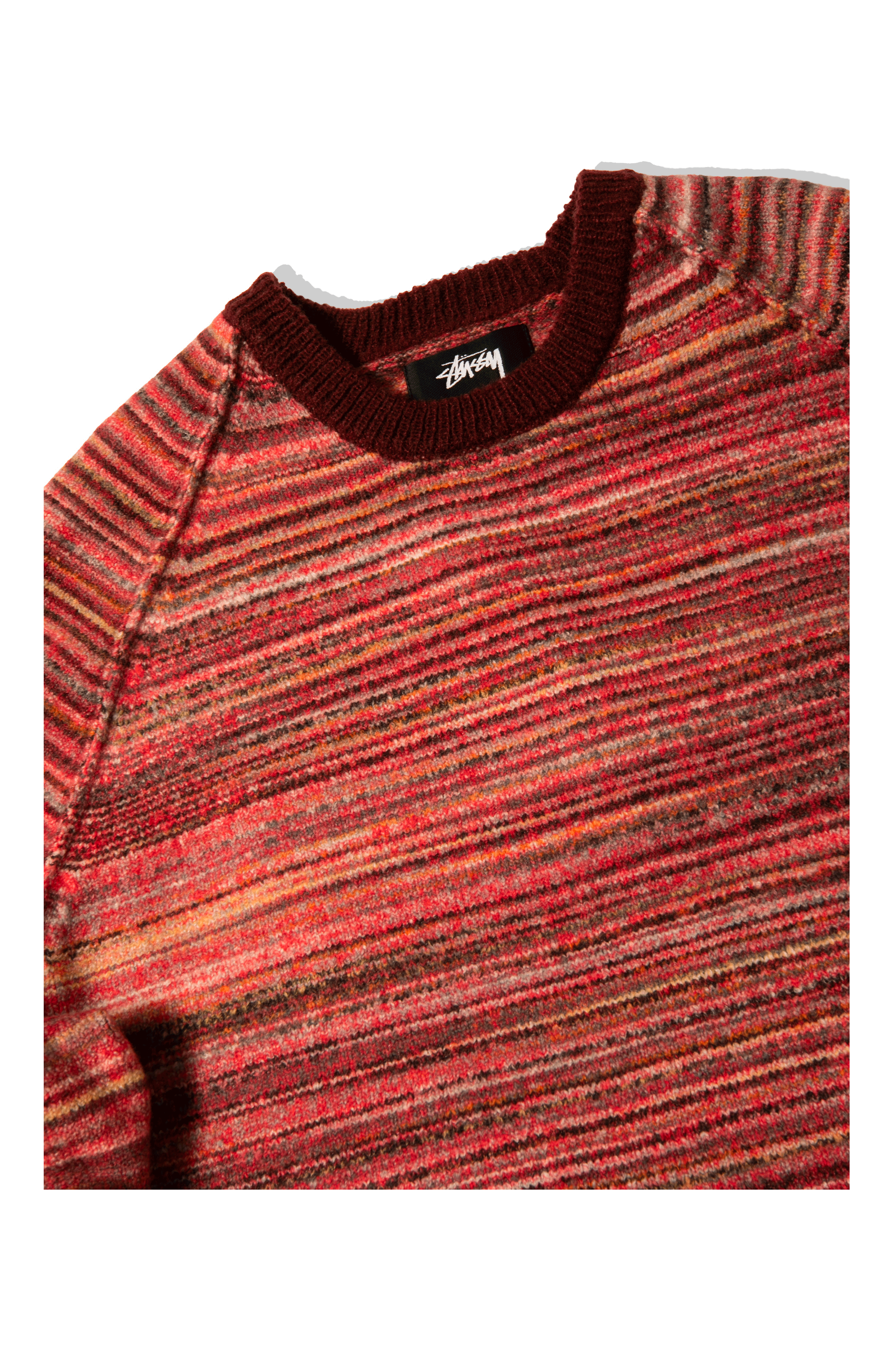 Textured Contrast Collar Crew