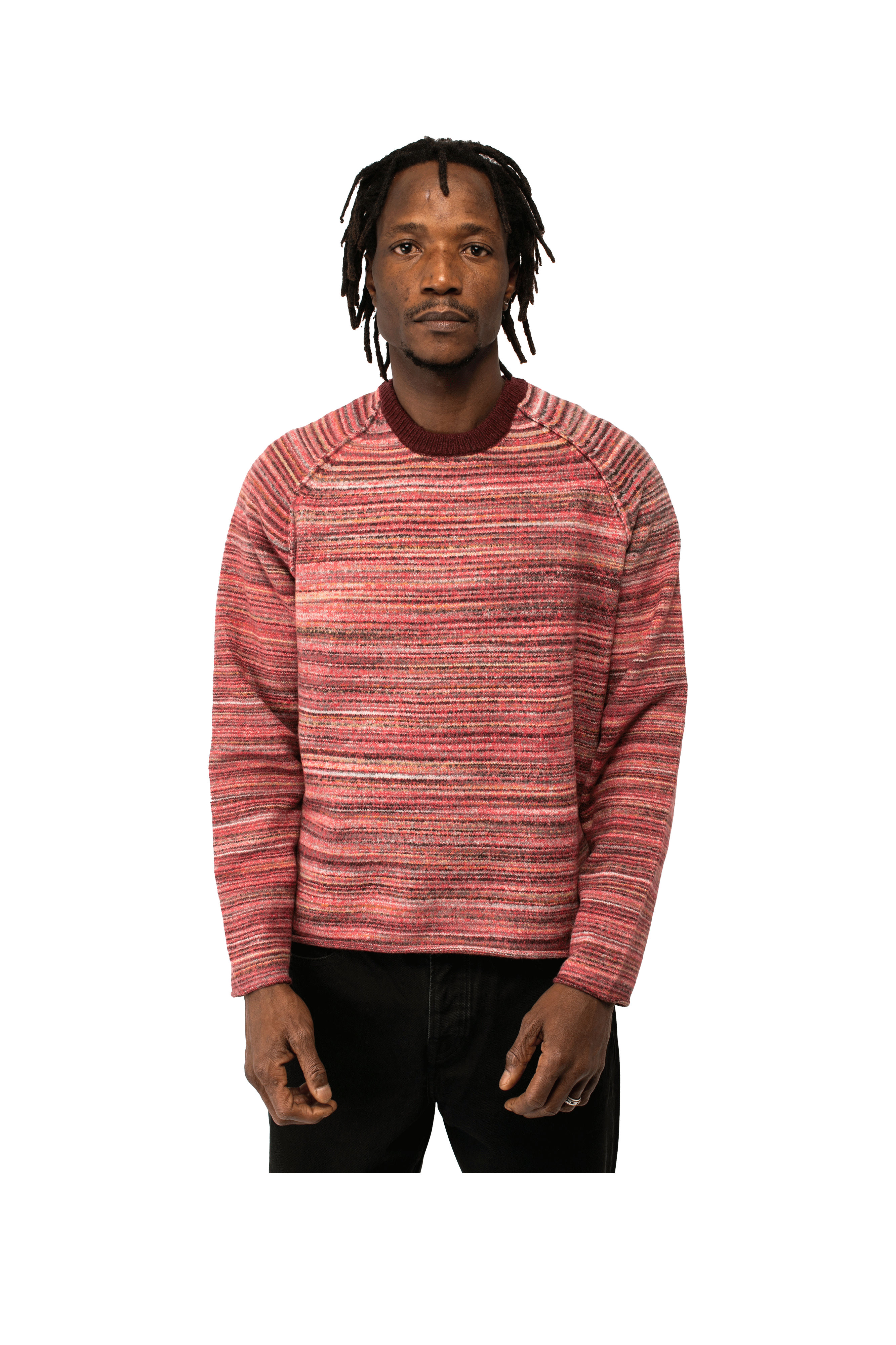 Textured Contrast Collar Crew