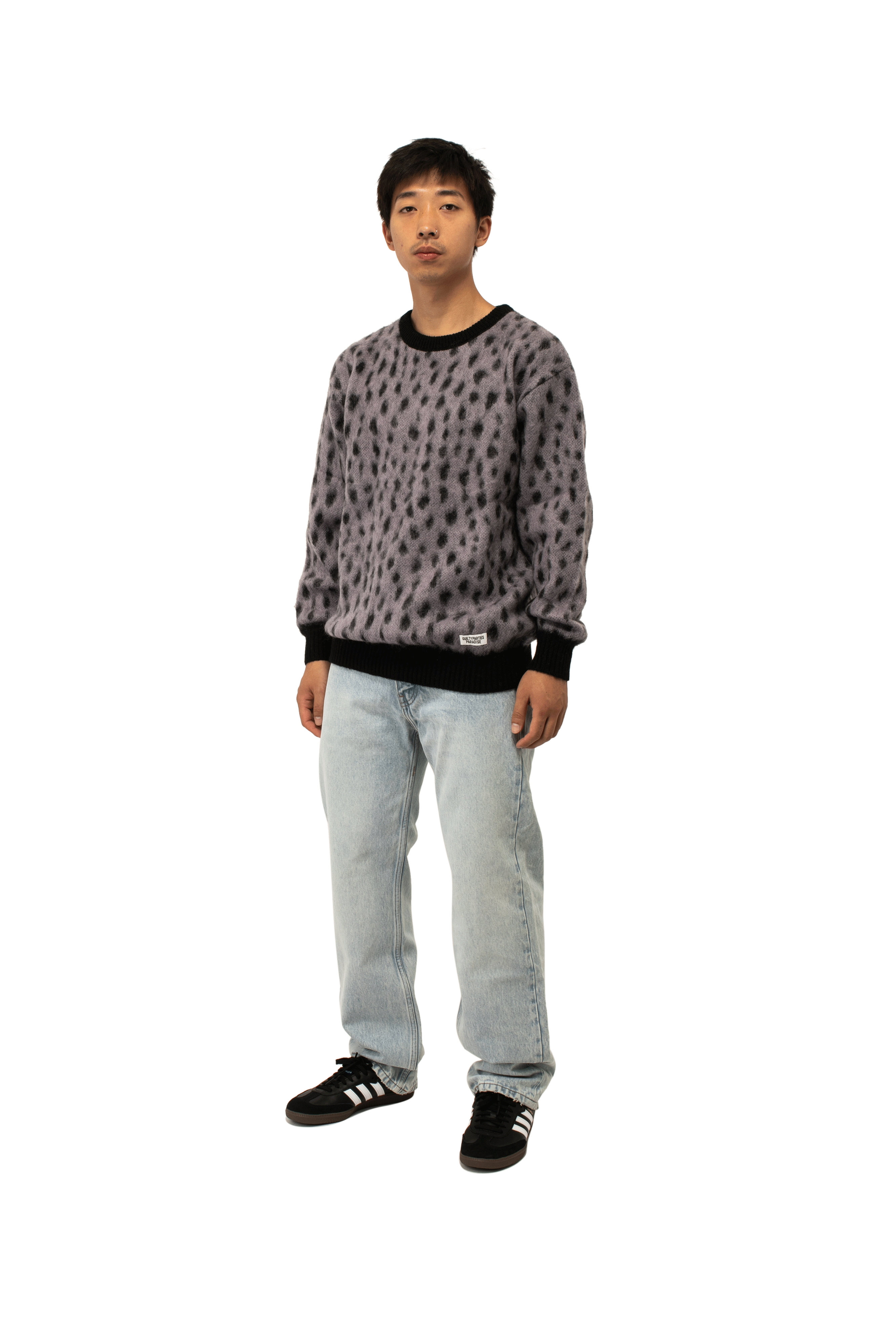 Leopard Mohair Crewneck Sweater