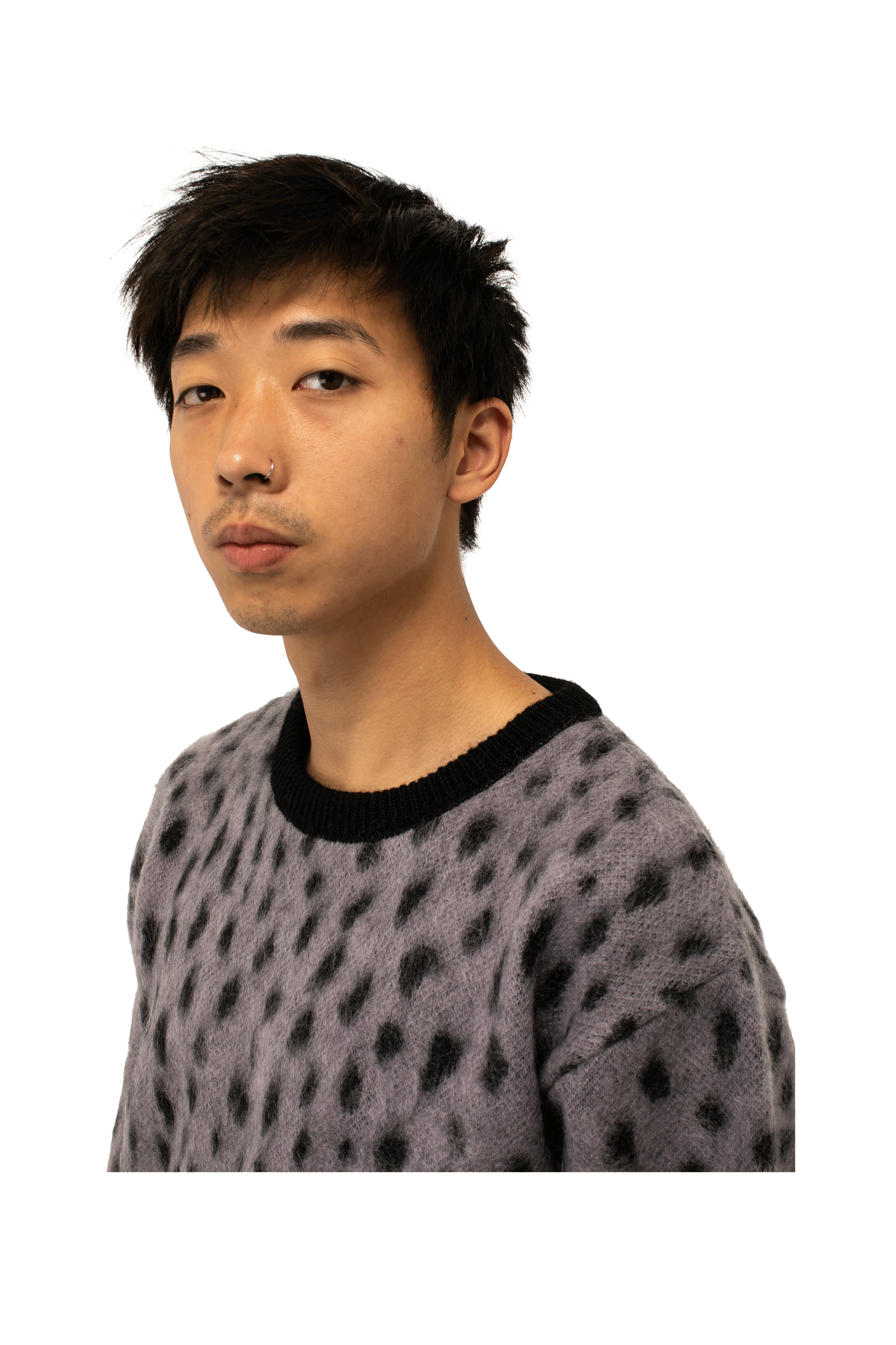 Leopard Mohair Crewneck Sweater