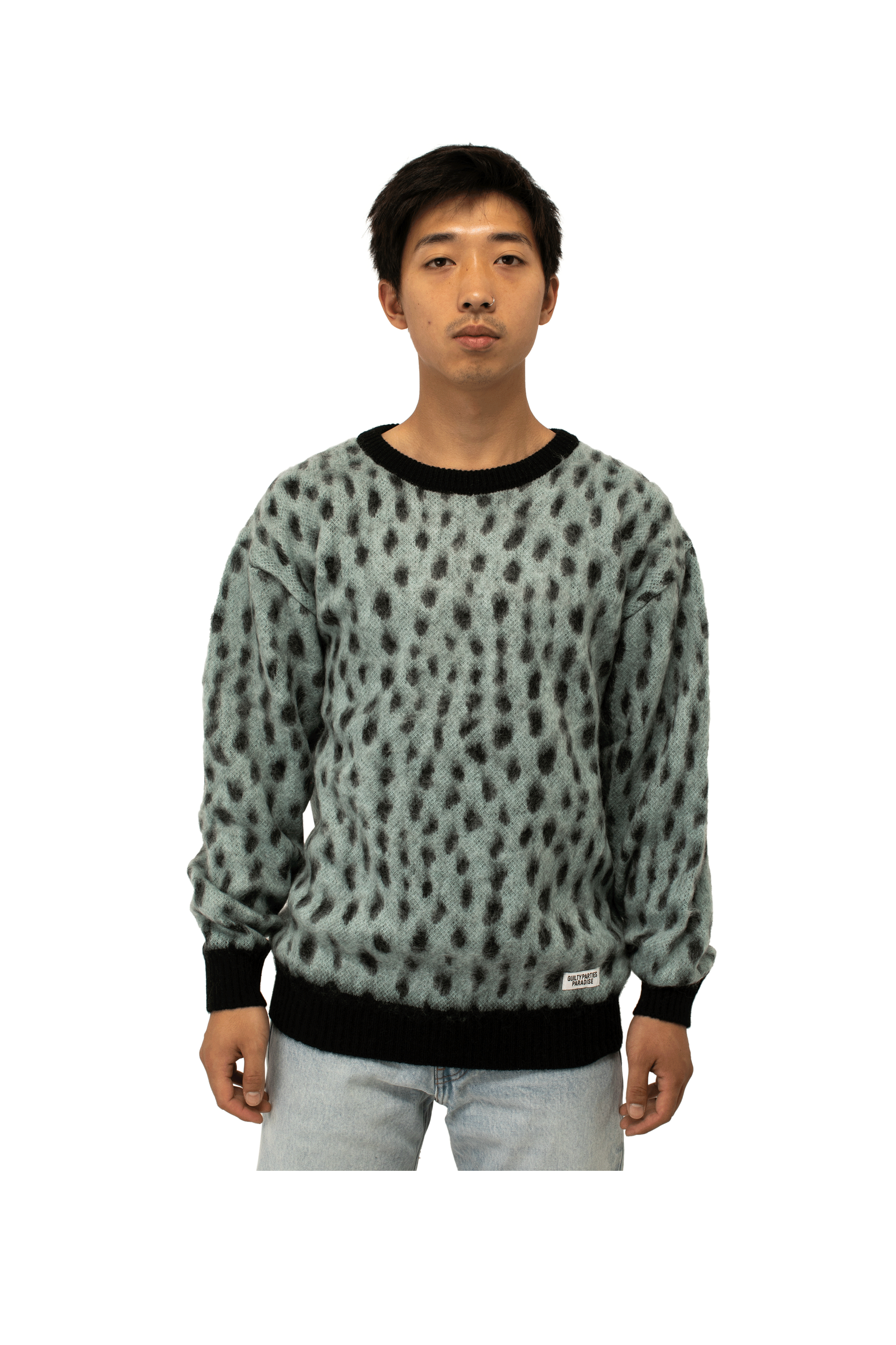 Leopard Mohair Crewneck Sweater