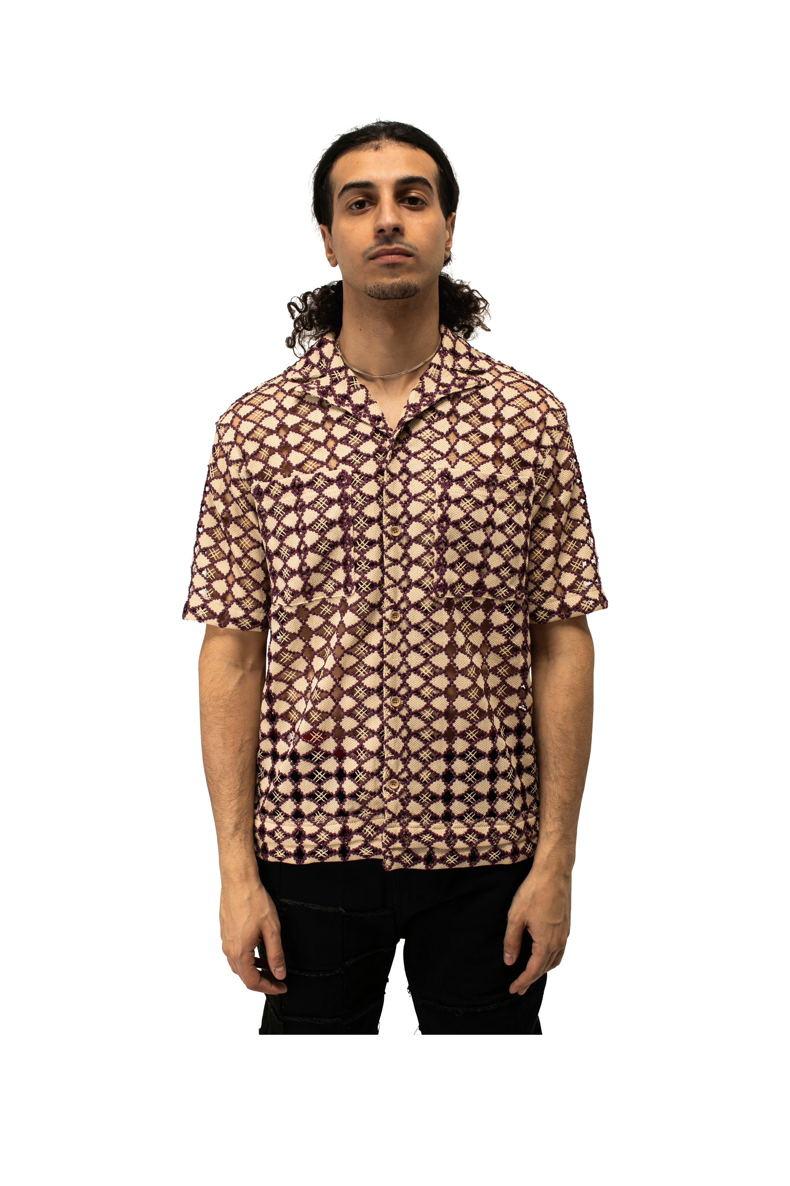 Letto Sheer Open Collar Shirts