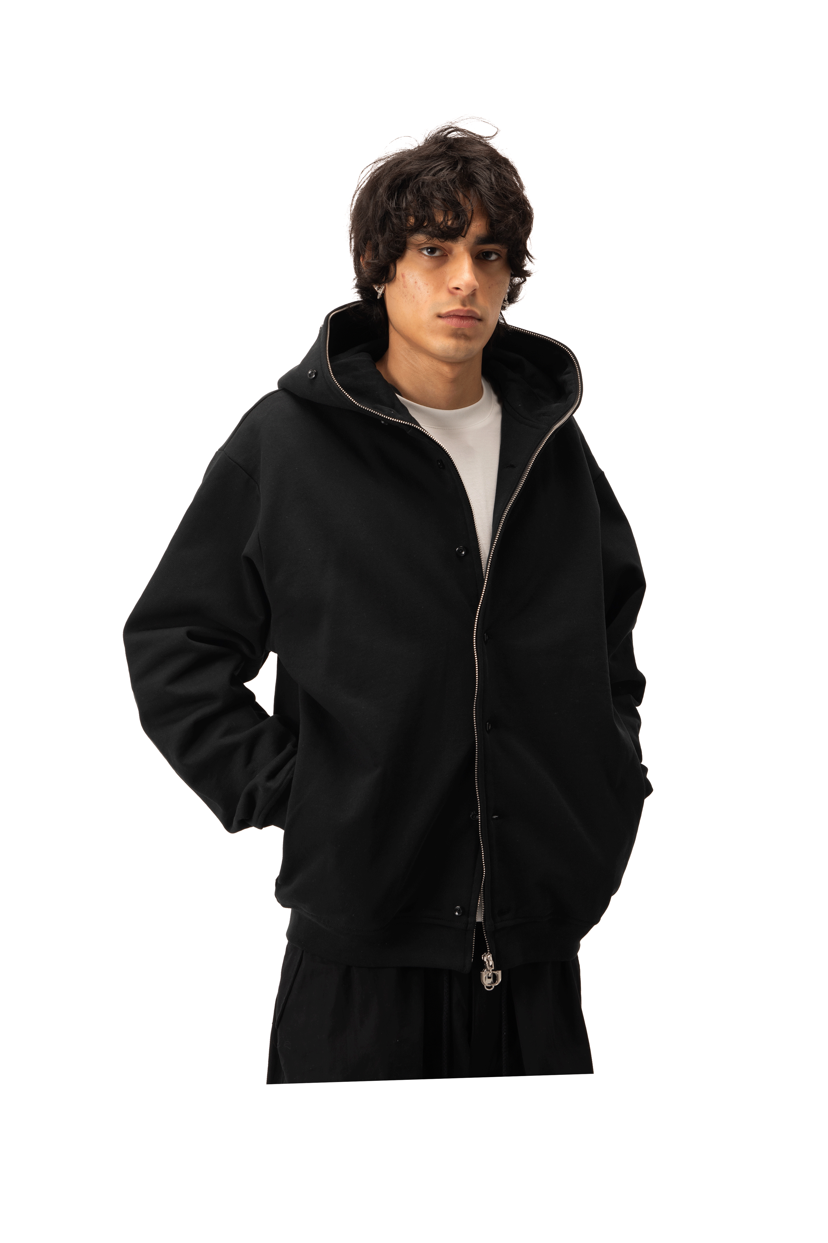 Button Up Zip-Up Sweatshirt