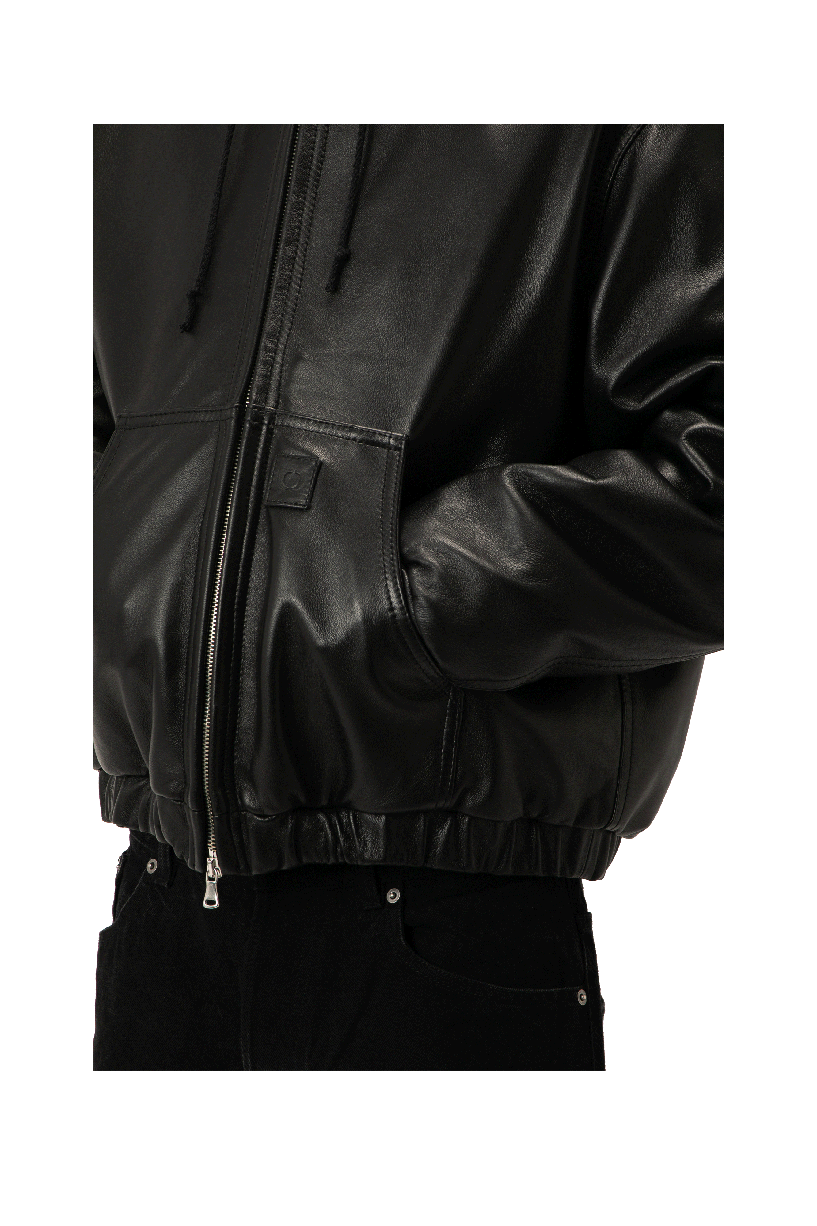 Leather Bomber With Hood