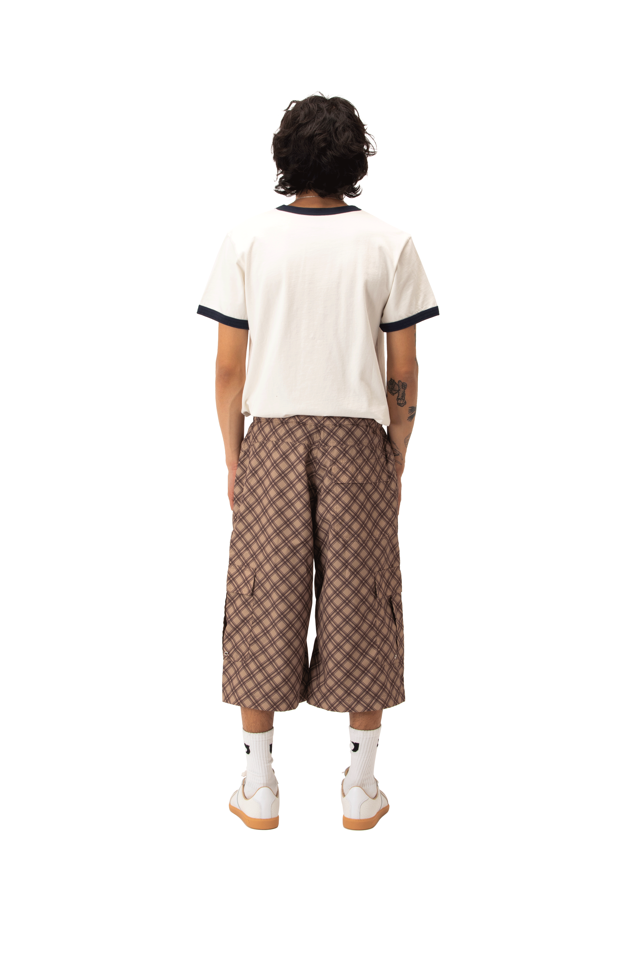 Poly Tartan 3 Quarter Cargo Pan Woven
