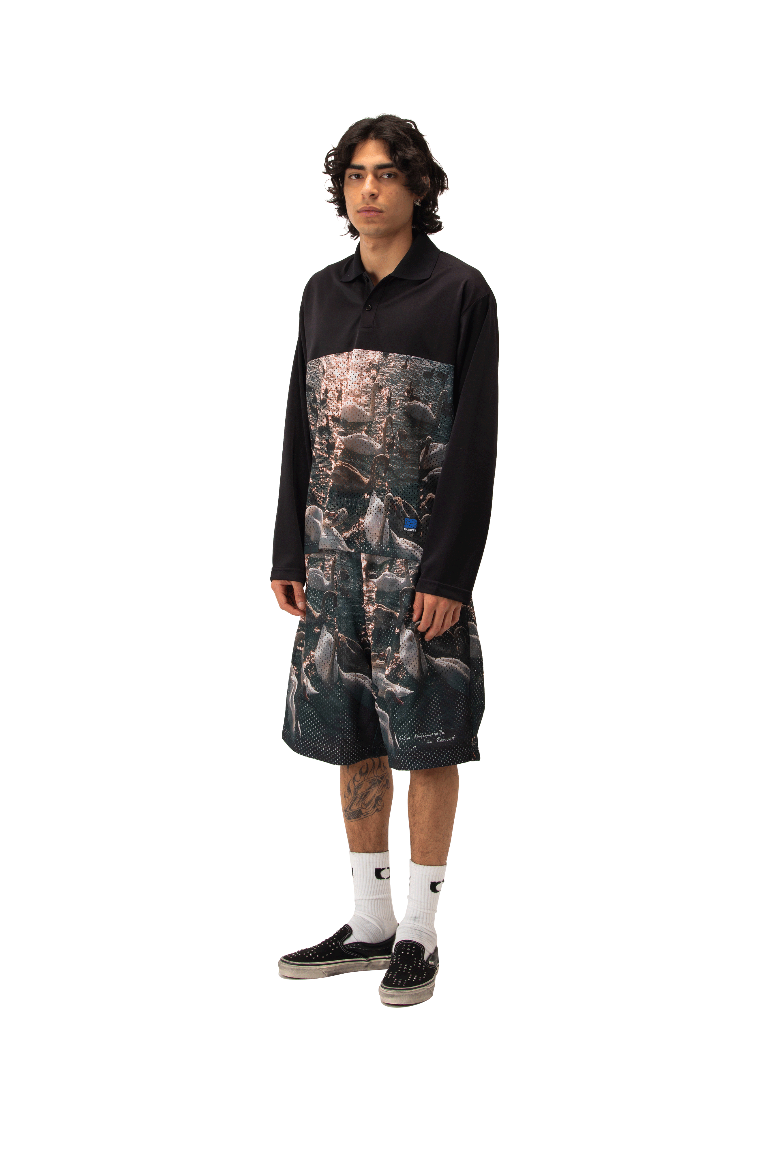 Swan Mesh Longsleeve Polo Woven