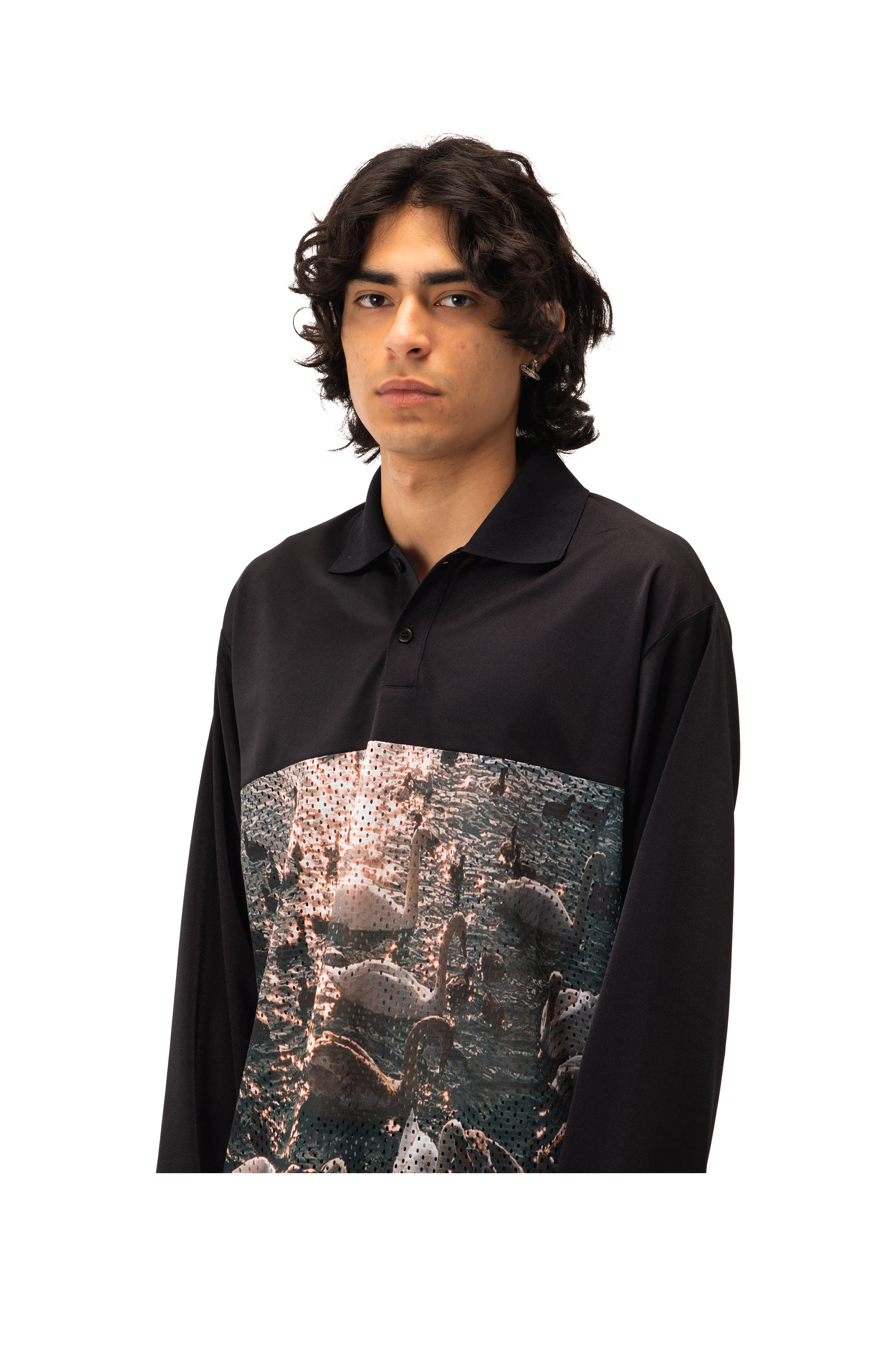 Swan Mesh Longsleeve Polo Woven
