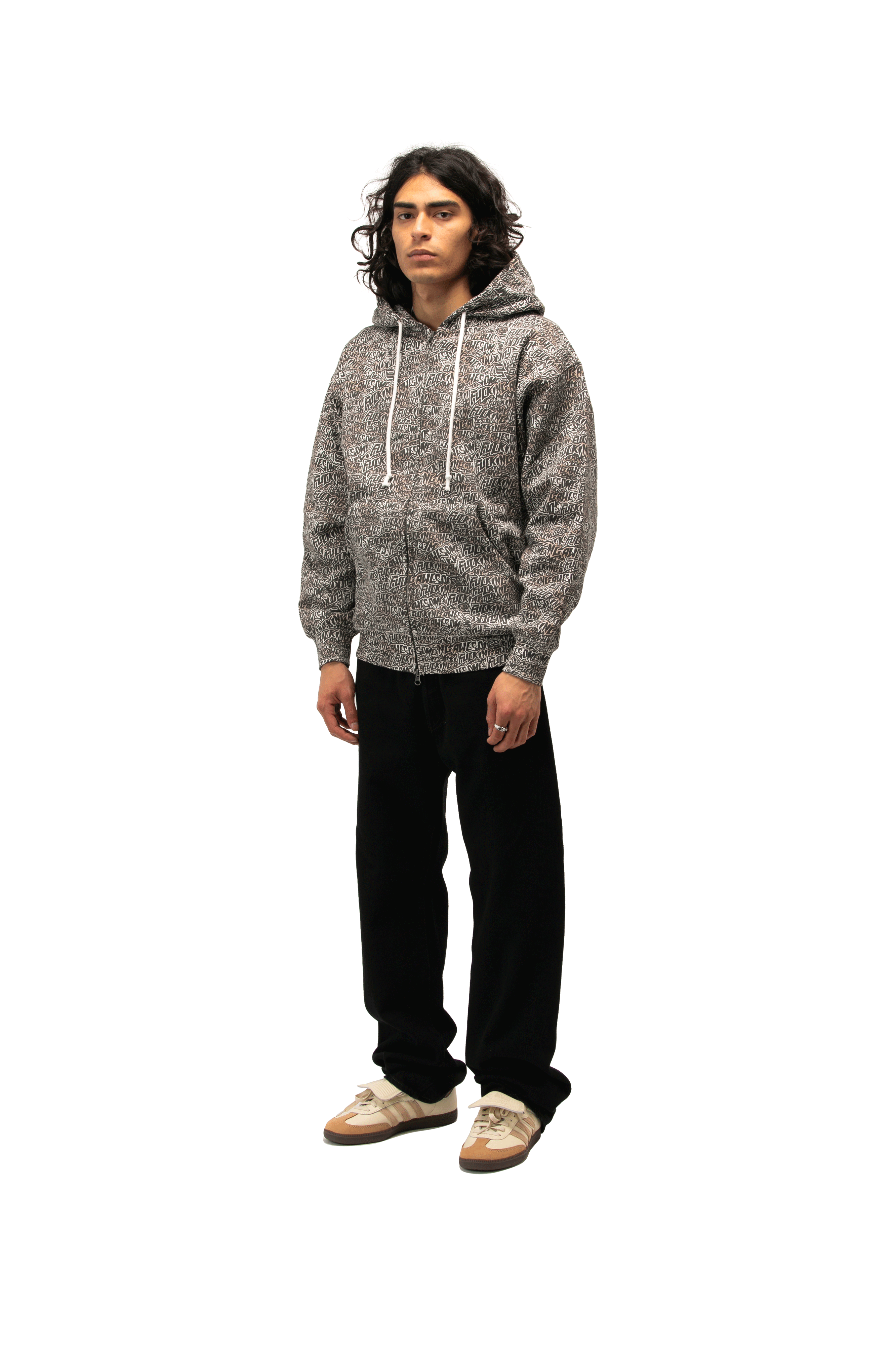 Burnt Sticker Stamp Zipped Hoodie