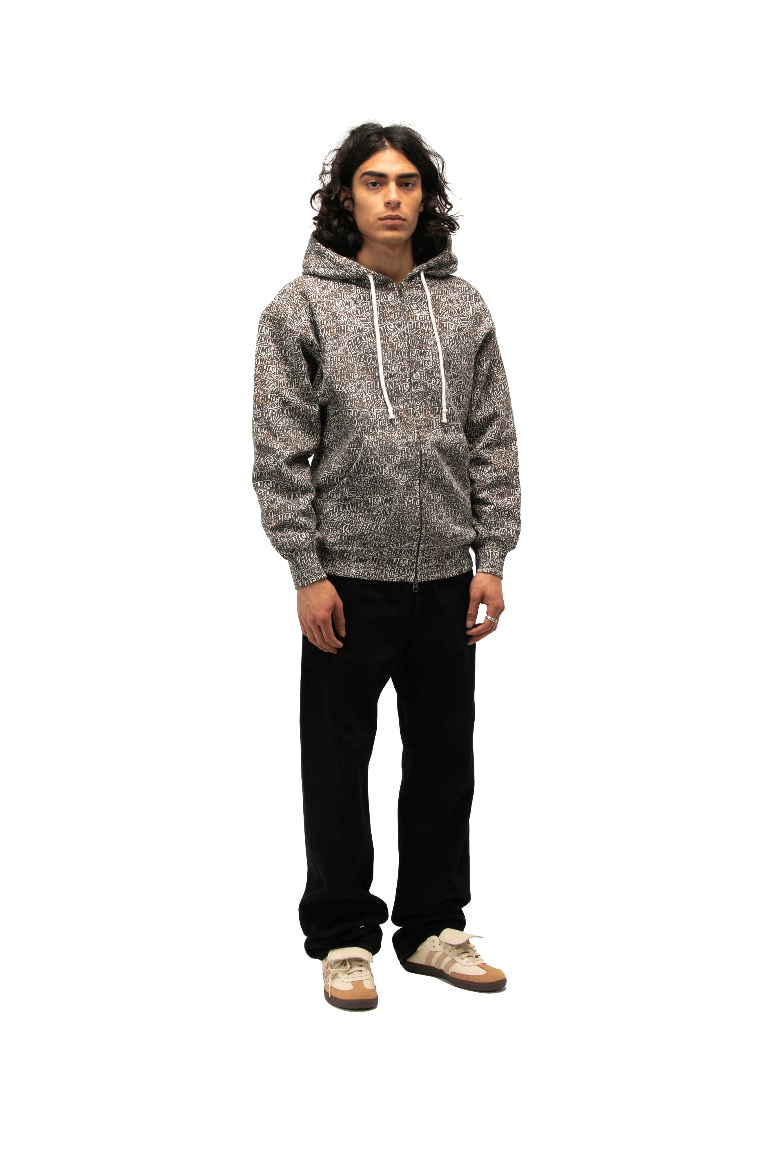 Burnt Sticker Stamp Zipped Hoodie