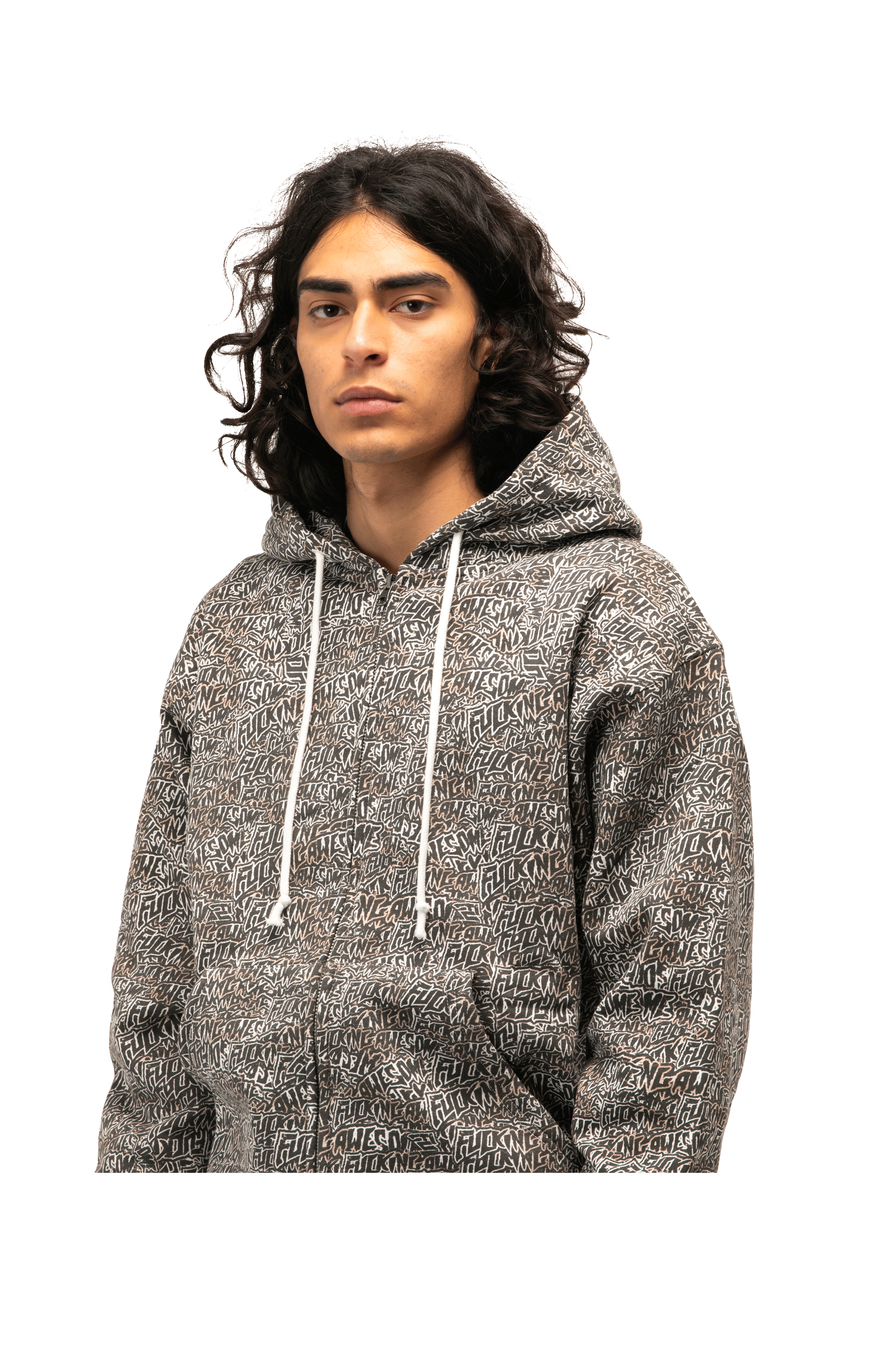 Burnt Sticker Stamp Zipped Hoodie