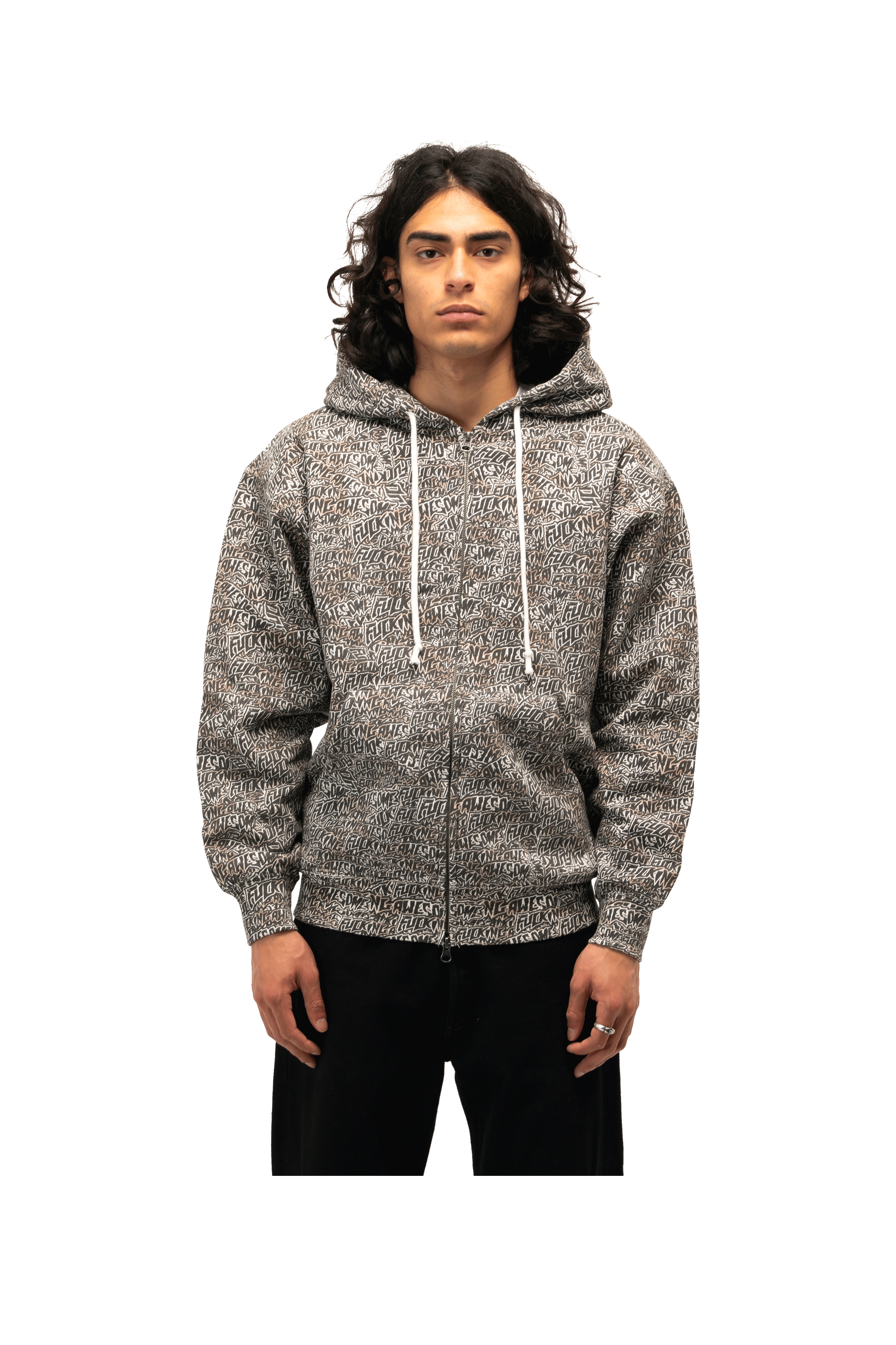 Burnt Sticker Stamp Zipped Hoodie