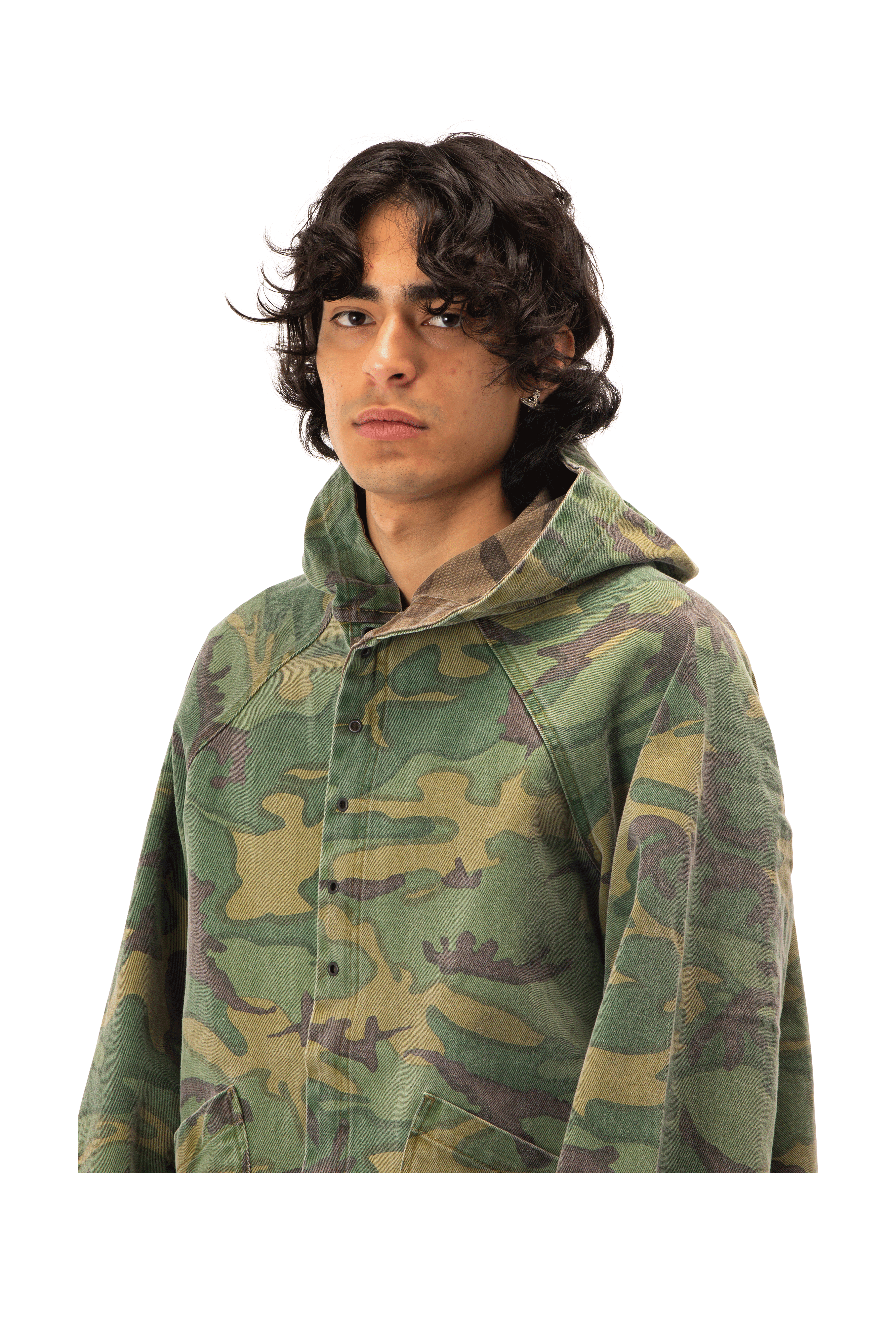 Camo Twill Reversilble Hooded Coat
