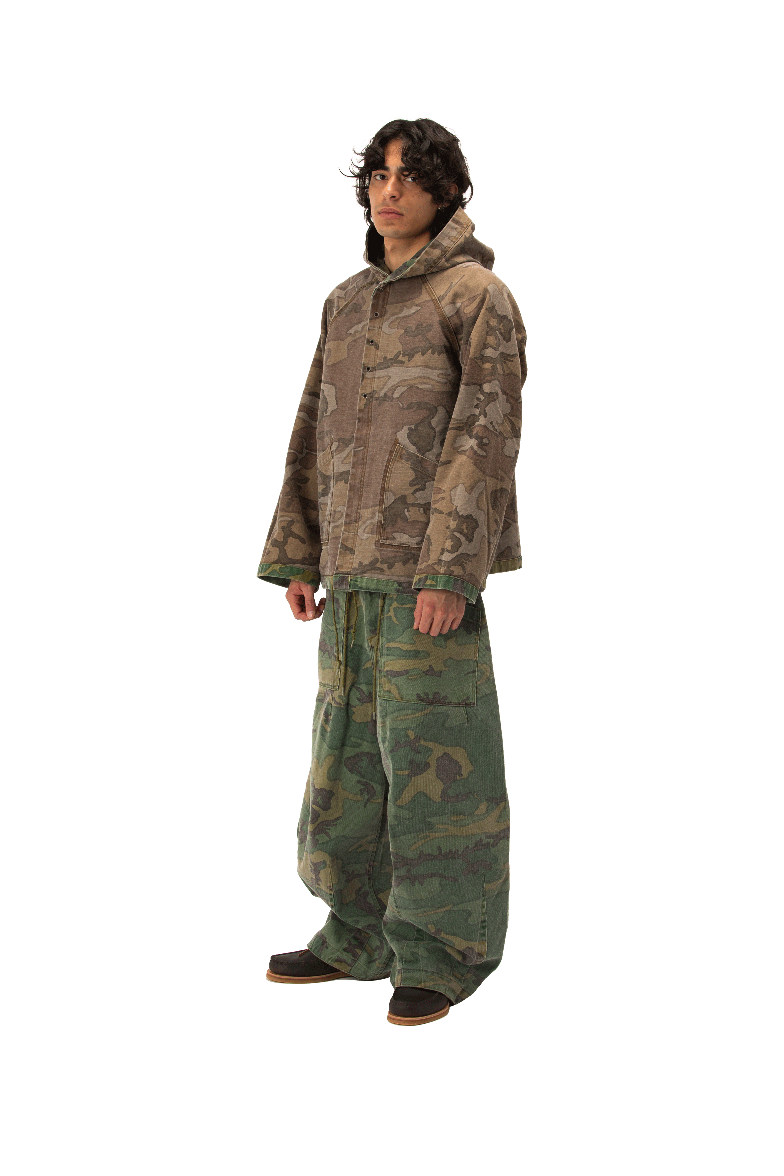 Camo Twill Reversilble Hooded Coat