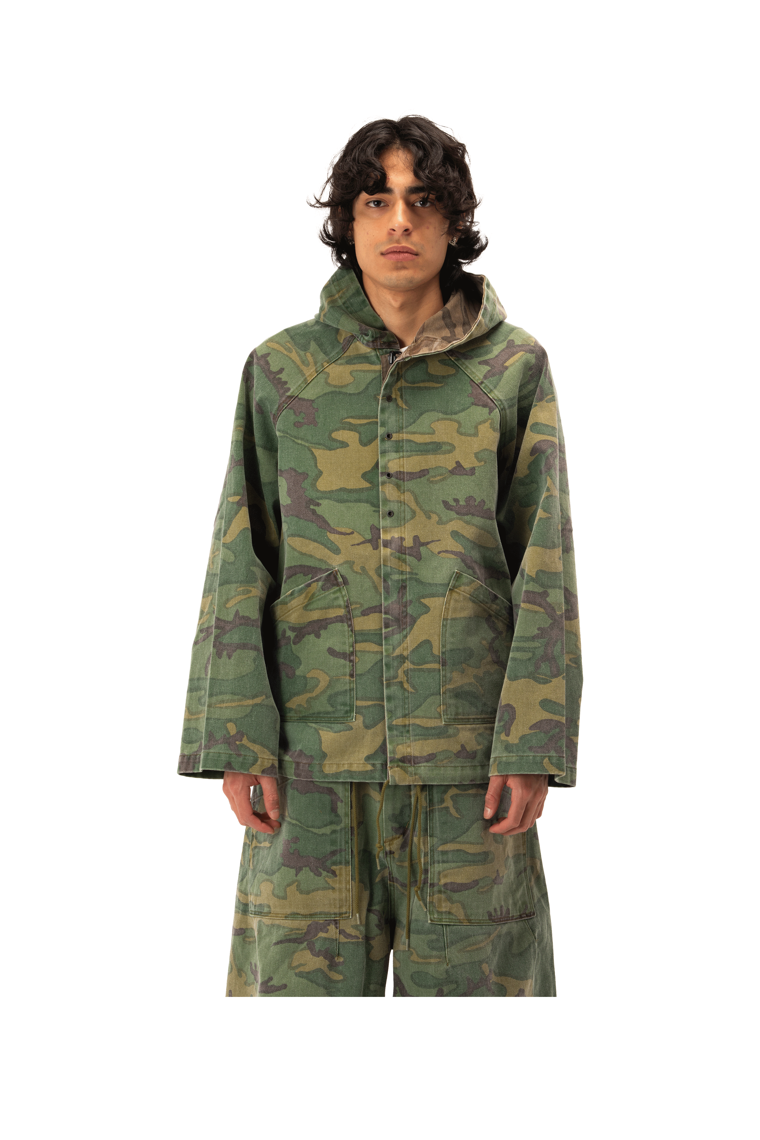 Camo Twill Reversilble Hooded Coat
