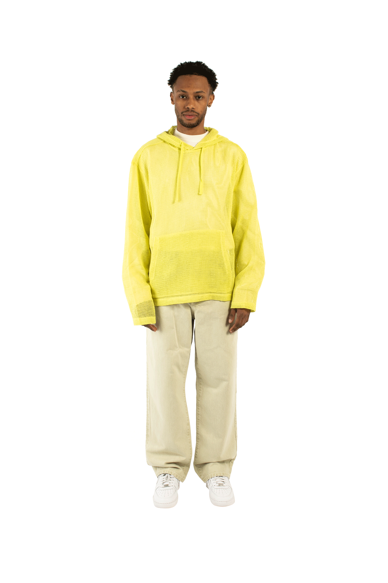 Cotton Mesh Hooded Swearter