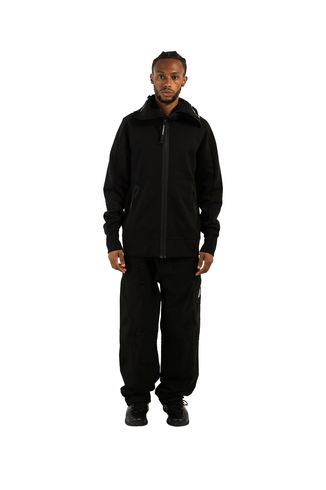 Diagonal Raised Explorer Goggle Hooded Sweatshirt