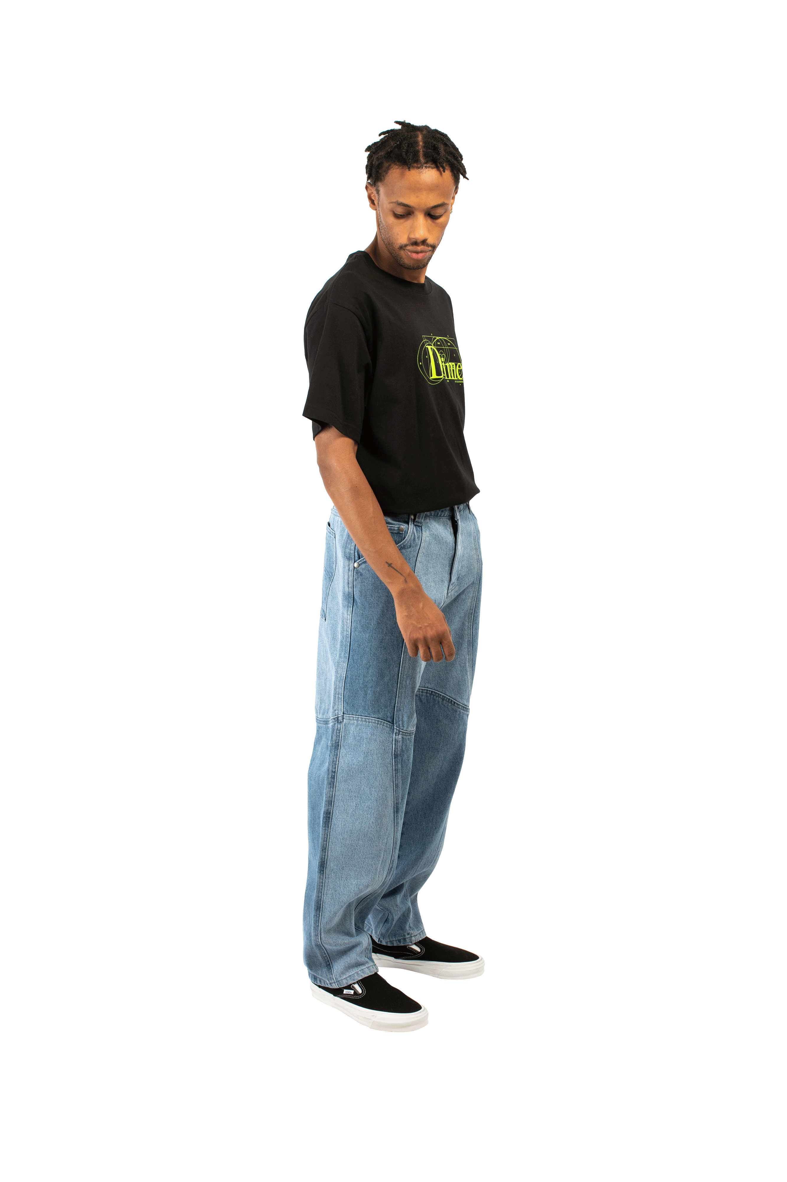 Blocked Relaxed Denim Pants