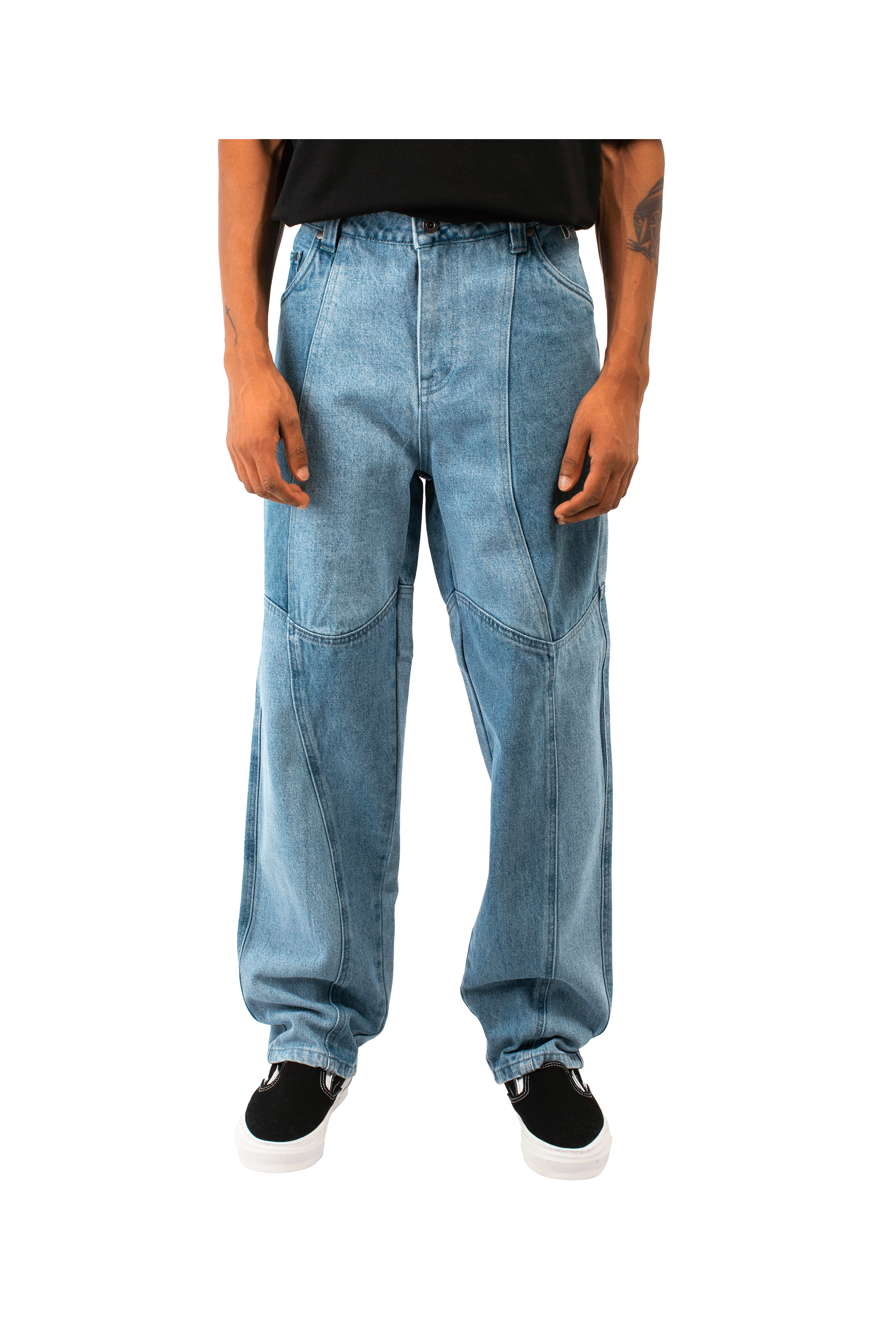 Blocked Relaxed Denim Pants