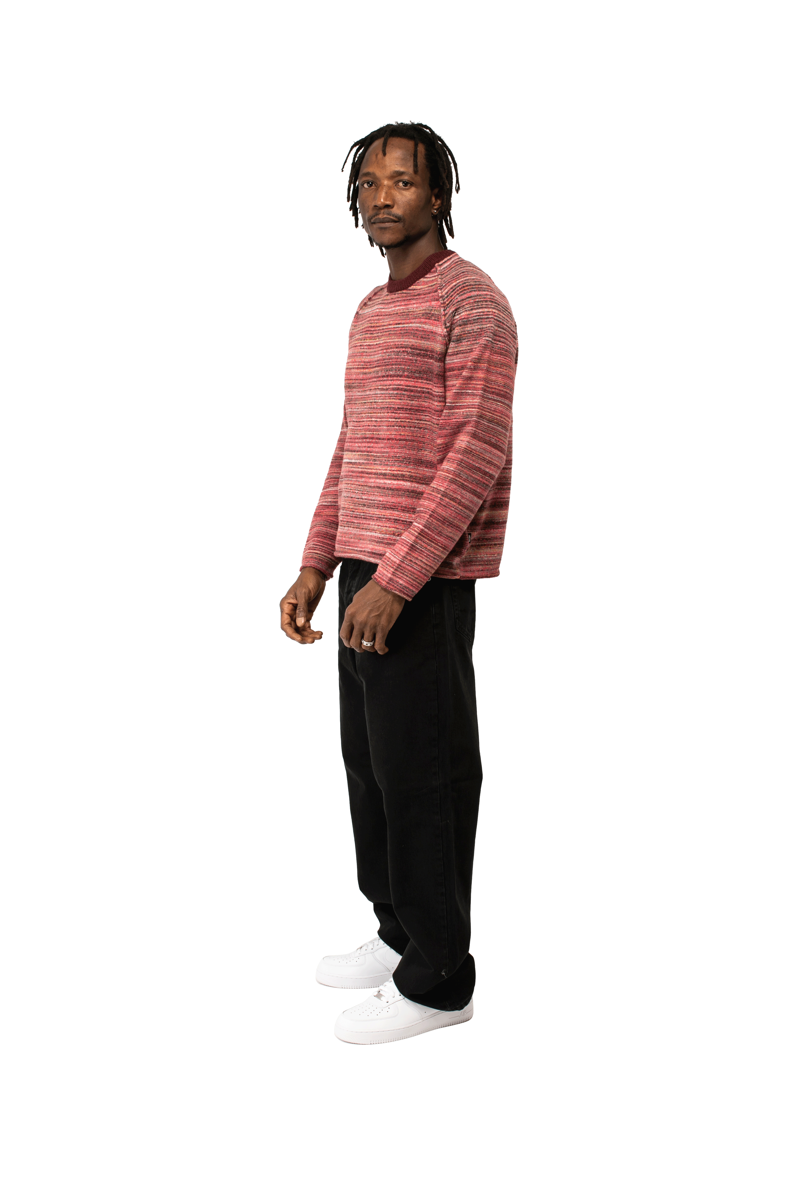 Textured Contrast Collar Crew