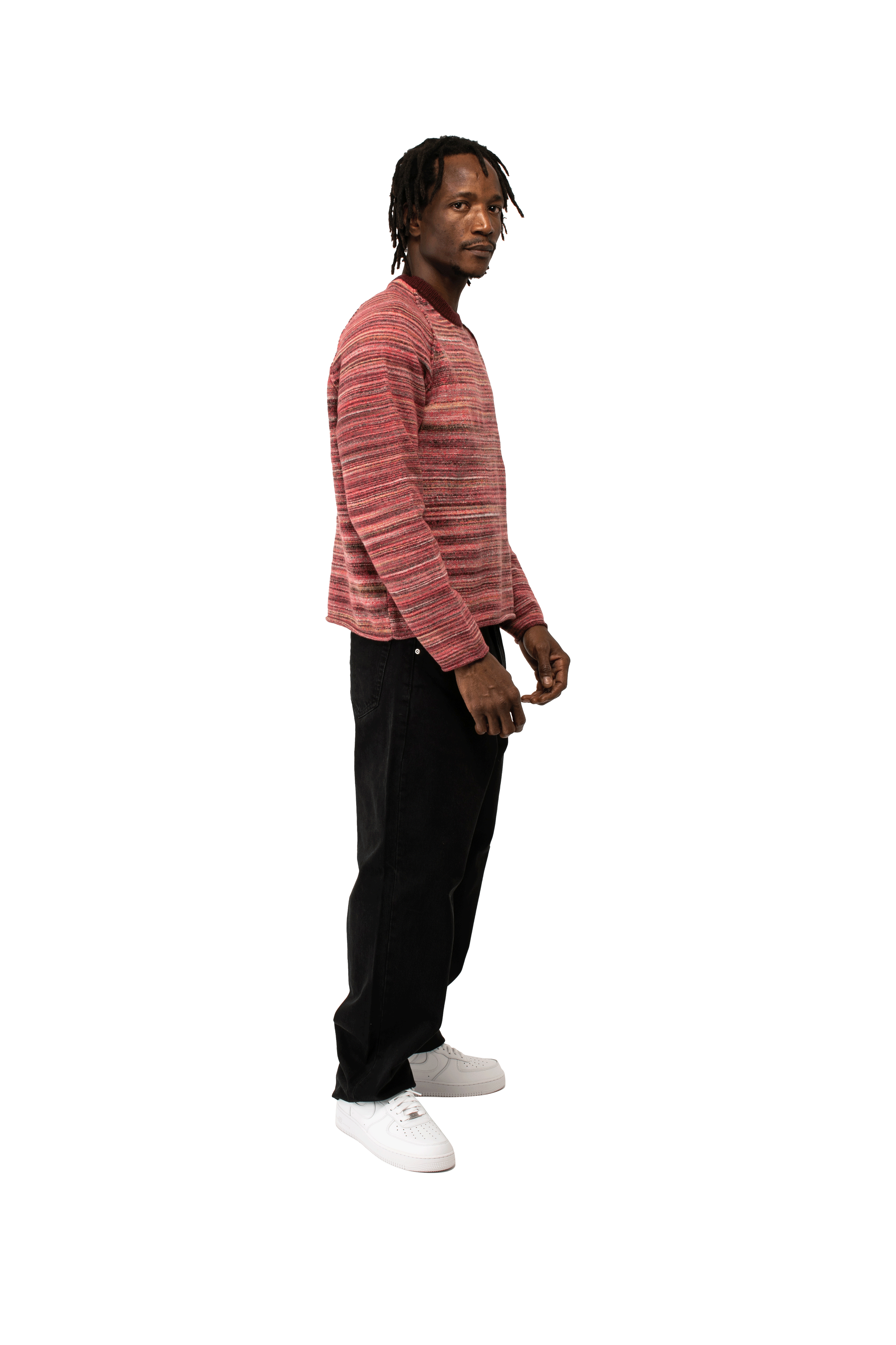 Textured Contrast Collar Crew