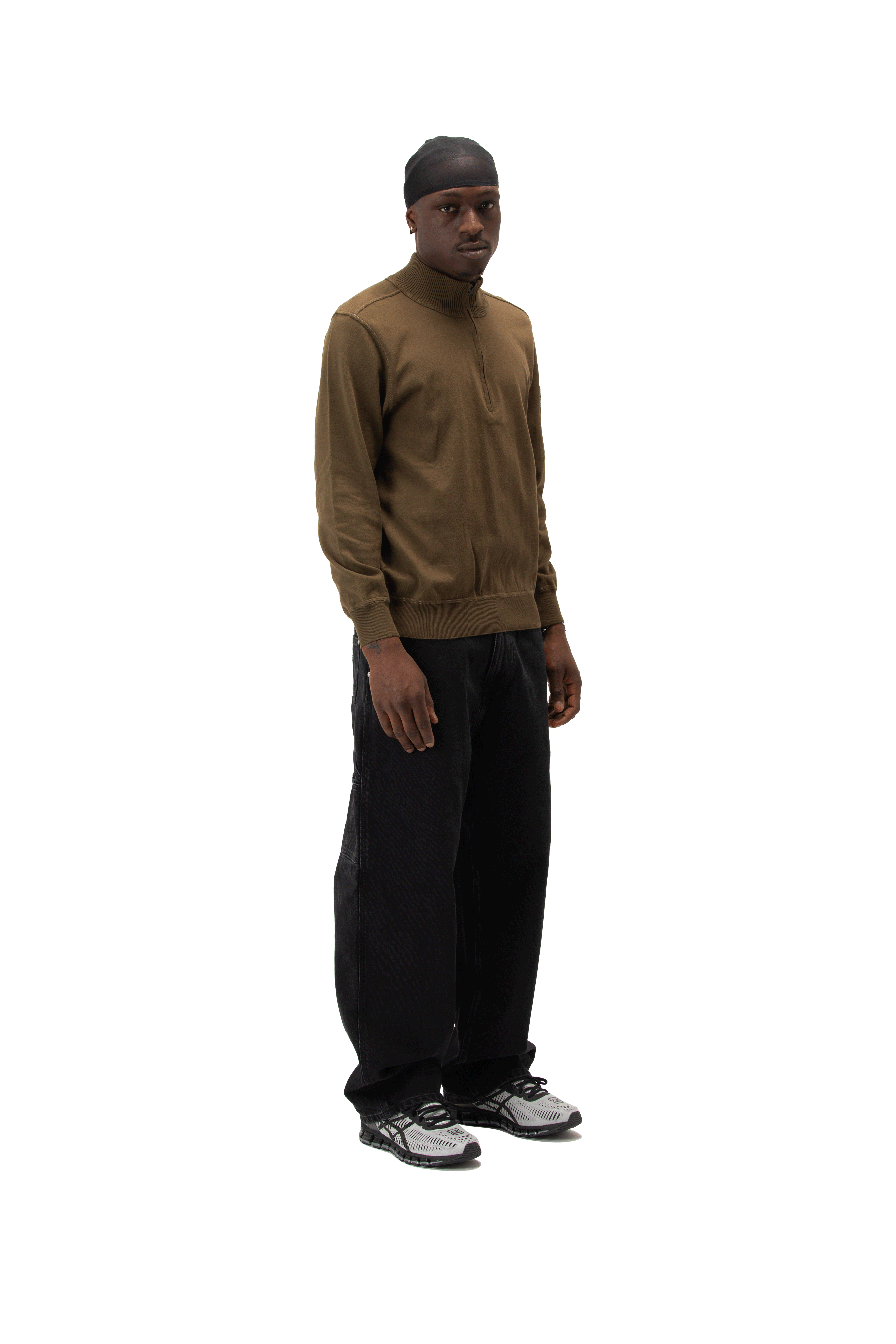 Cotton Sea Island Half Zip Lens Sweater