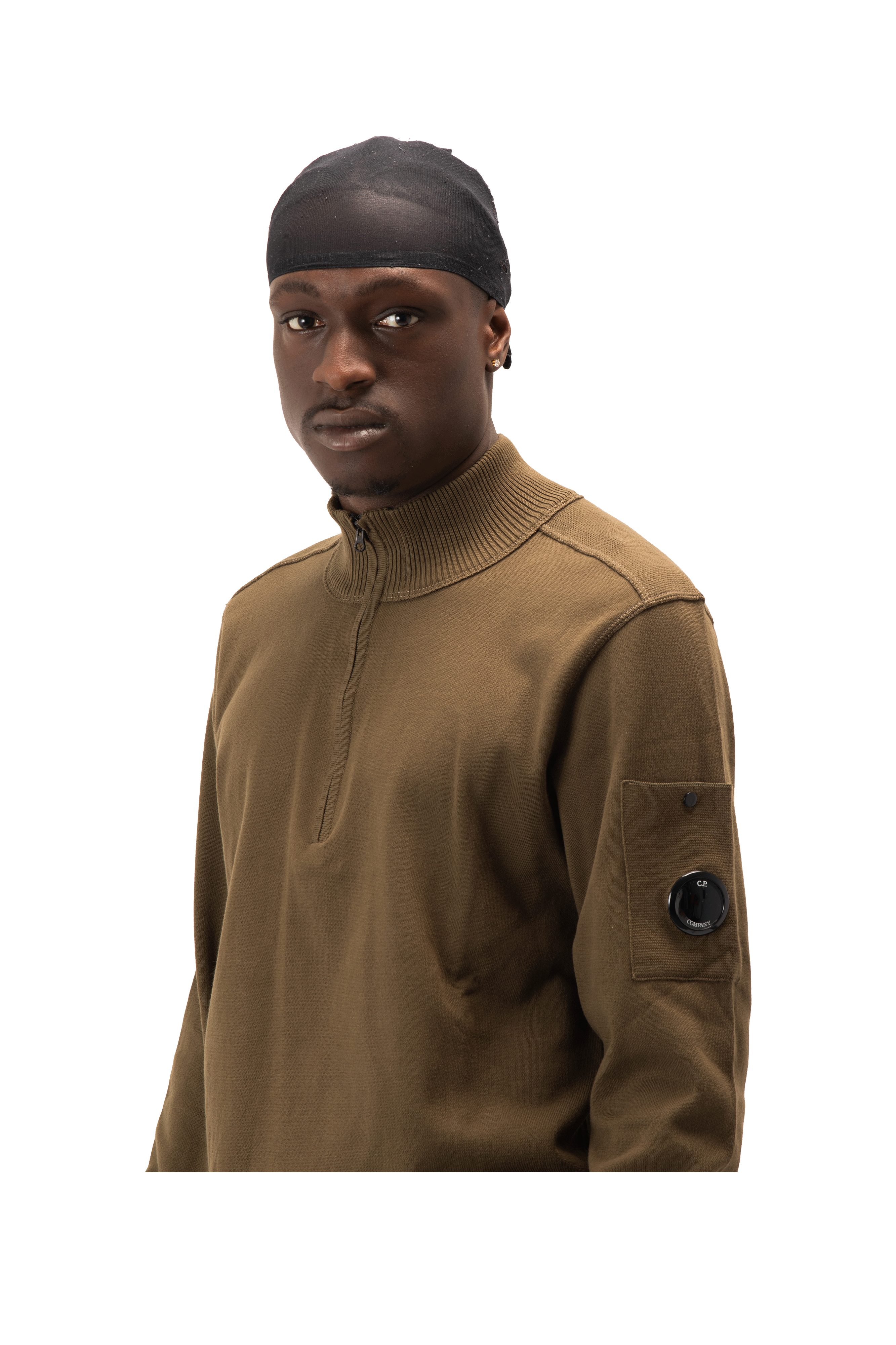 Cotton Sea Island Half Zip Lens Sweater