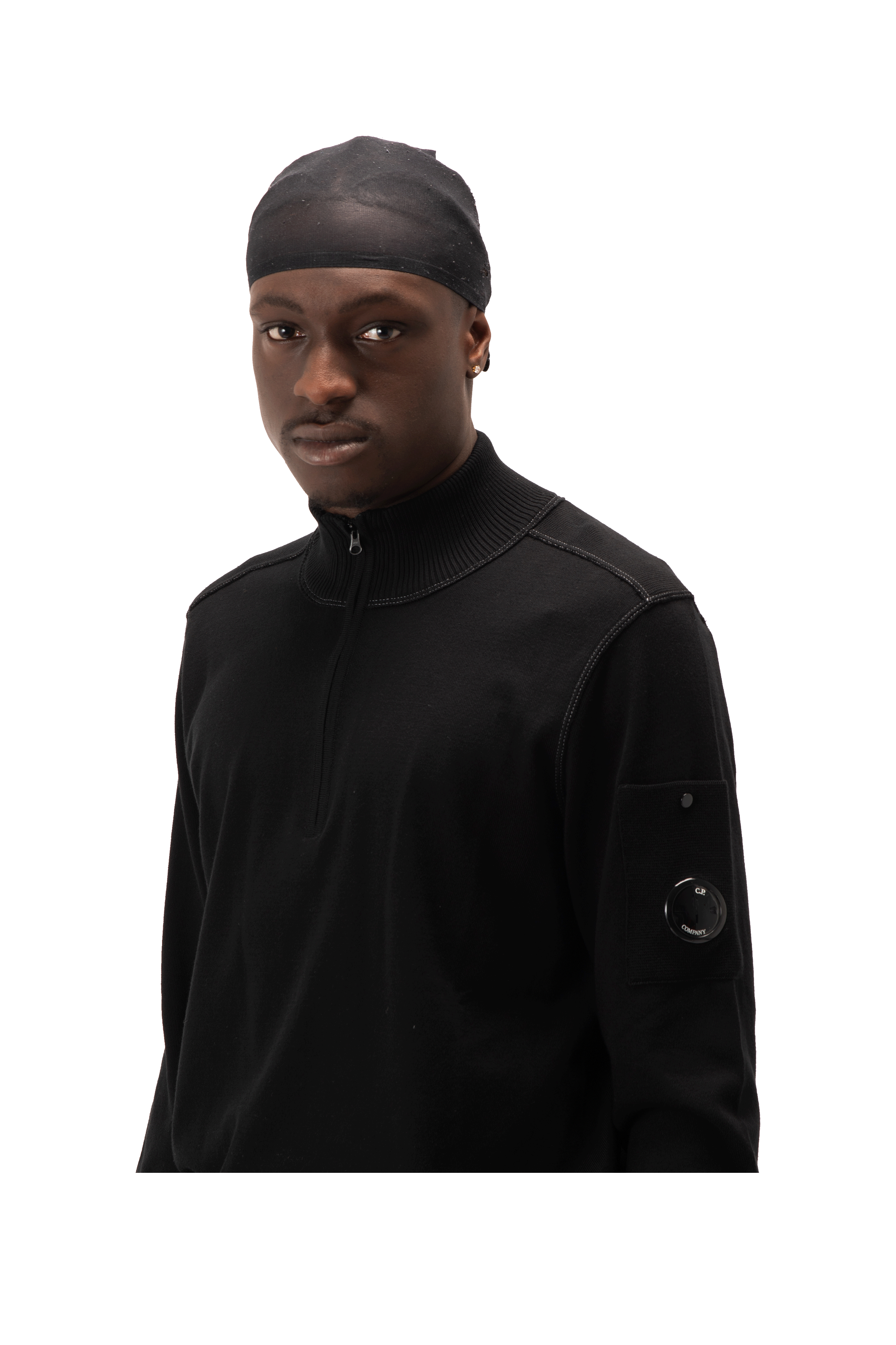 Cotton Sea Island Half Zip Lens Sweater