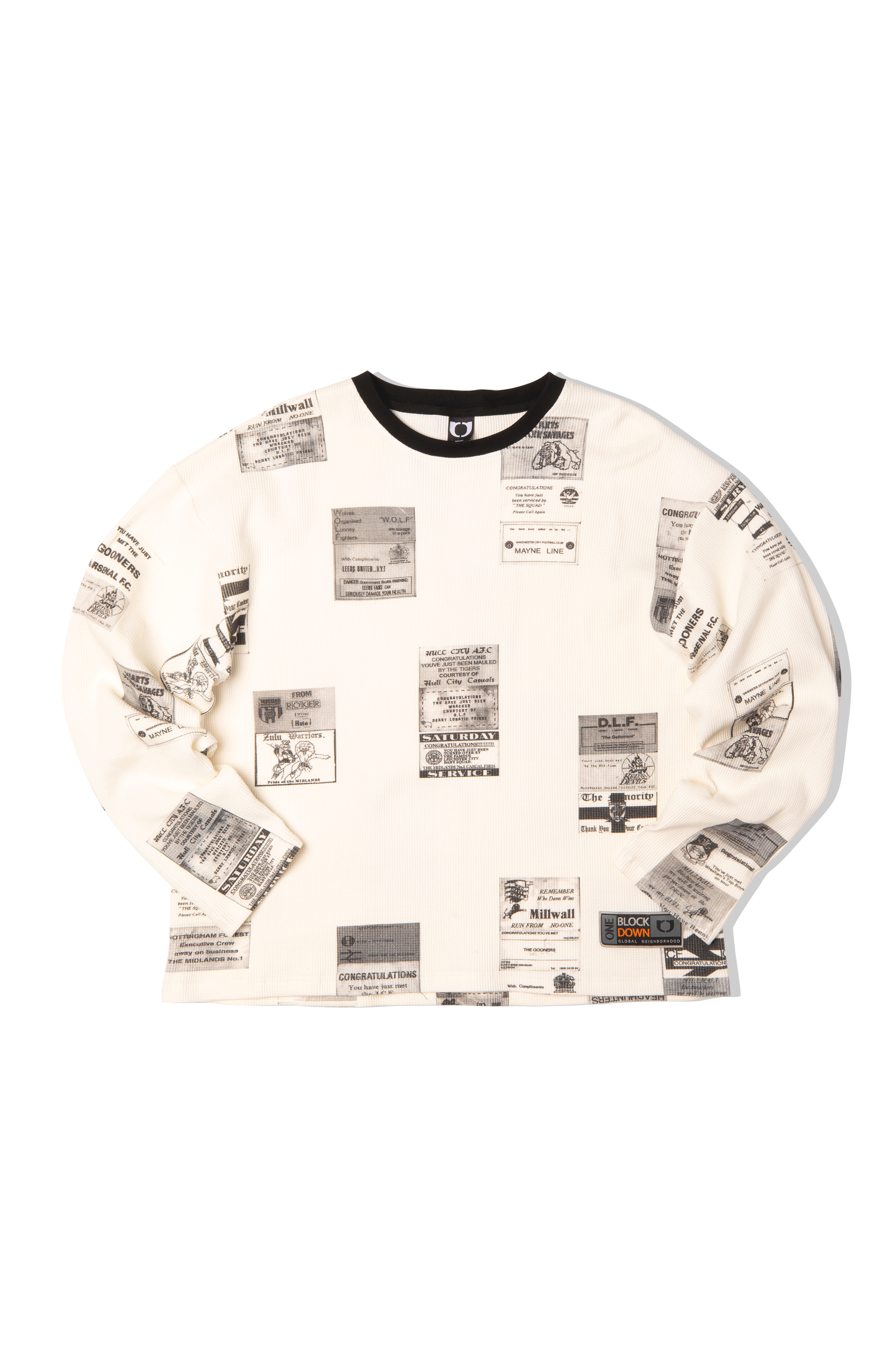 Business Card Allover Print Waffle Top.