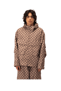 Poly Tartan Hooded Jacket Woven
