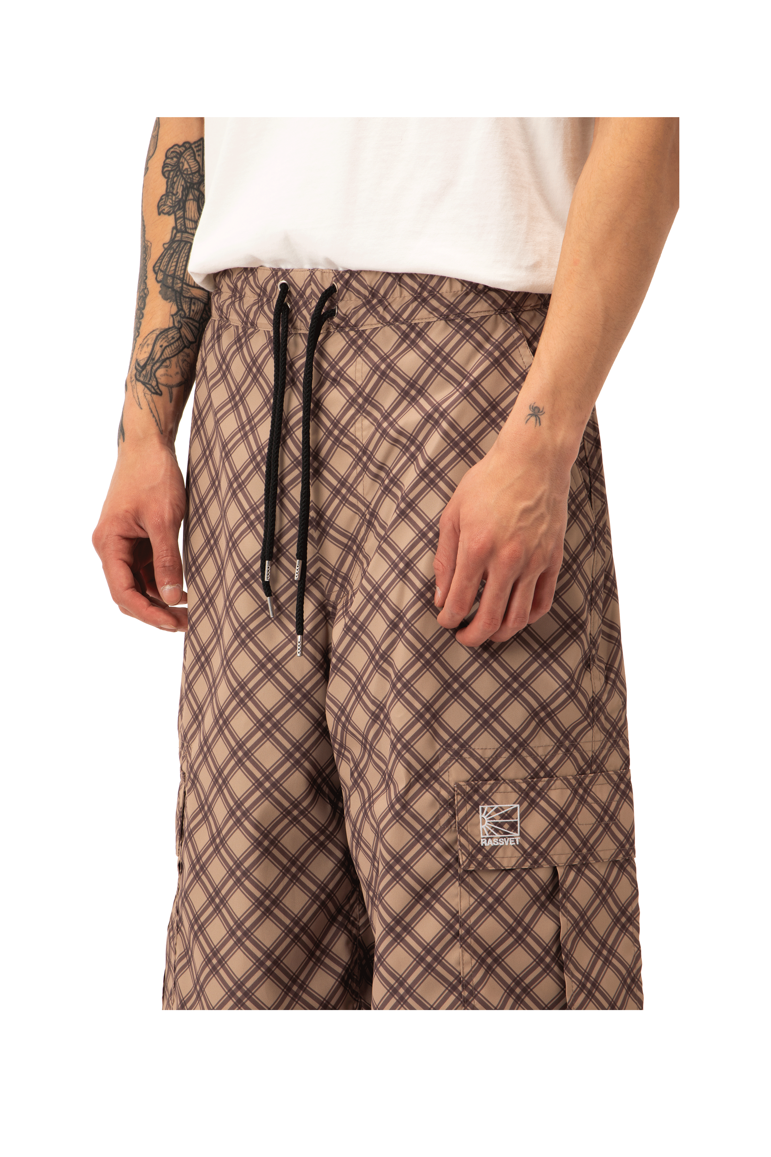 Poly Tartan 3 Quarter Cargo Pan Woven
