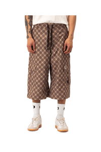 Poly Tartan 3 Quarter Cargo Pan Woven