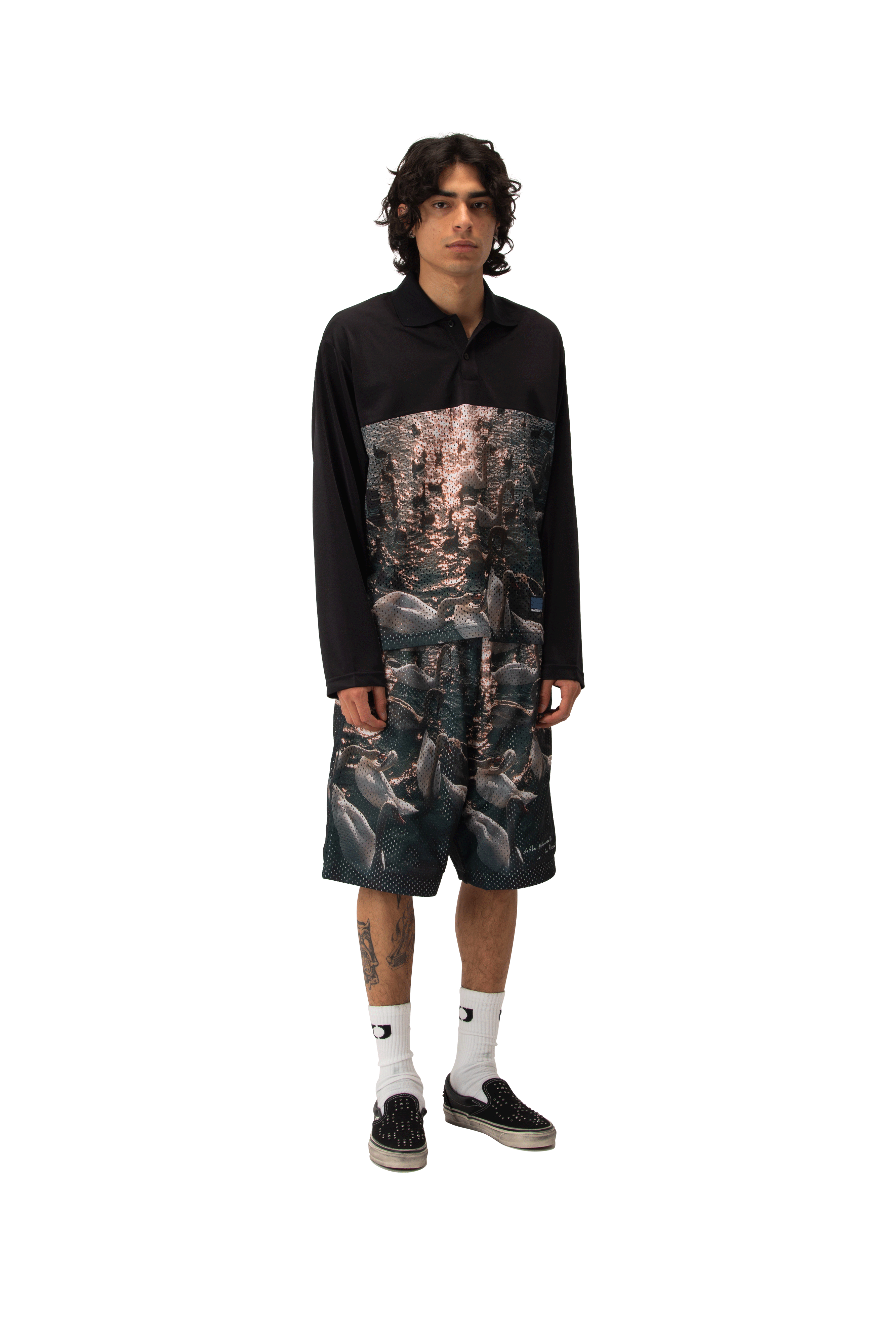 Swan Mesh Longsleeve Polo Woven