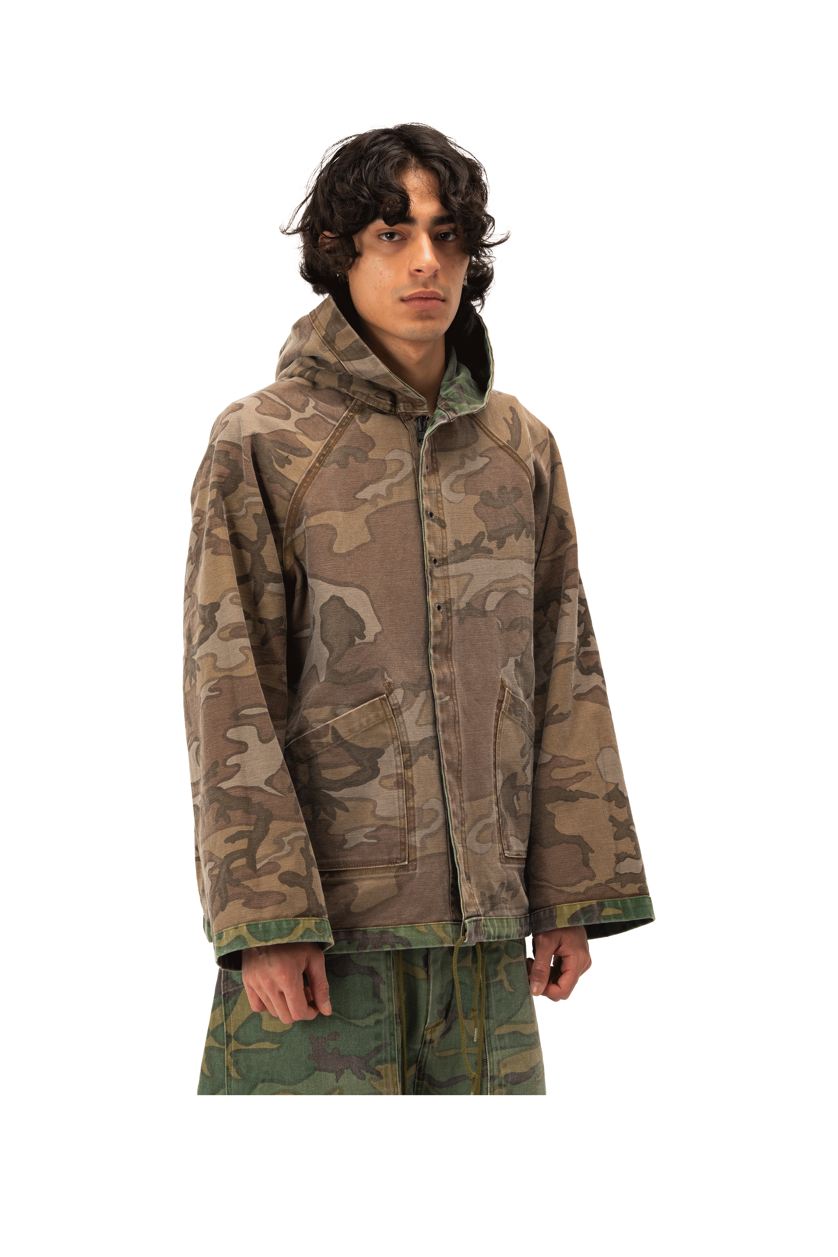 Camo Twill Reversilble Hooded Coat