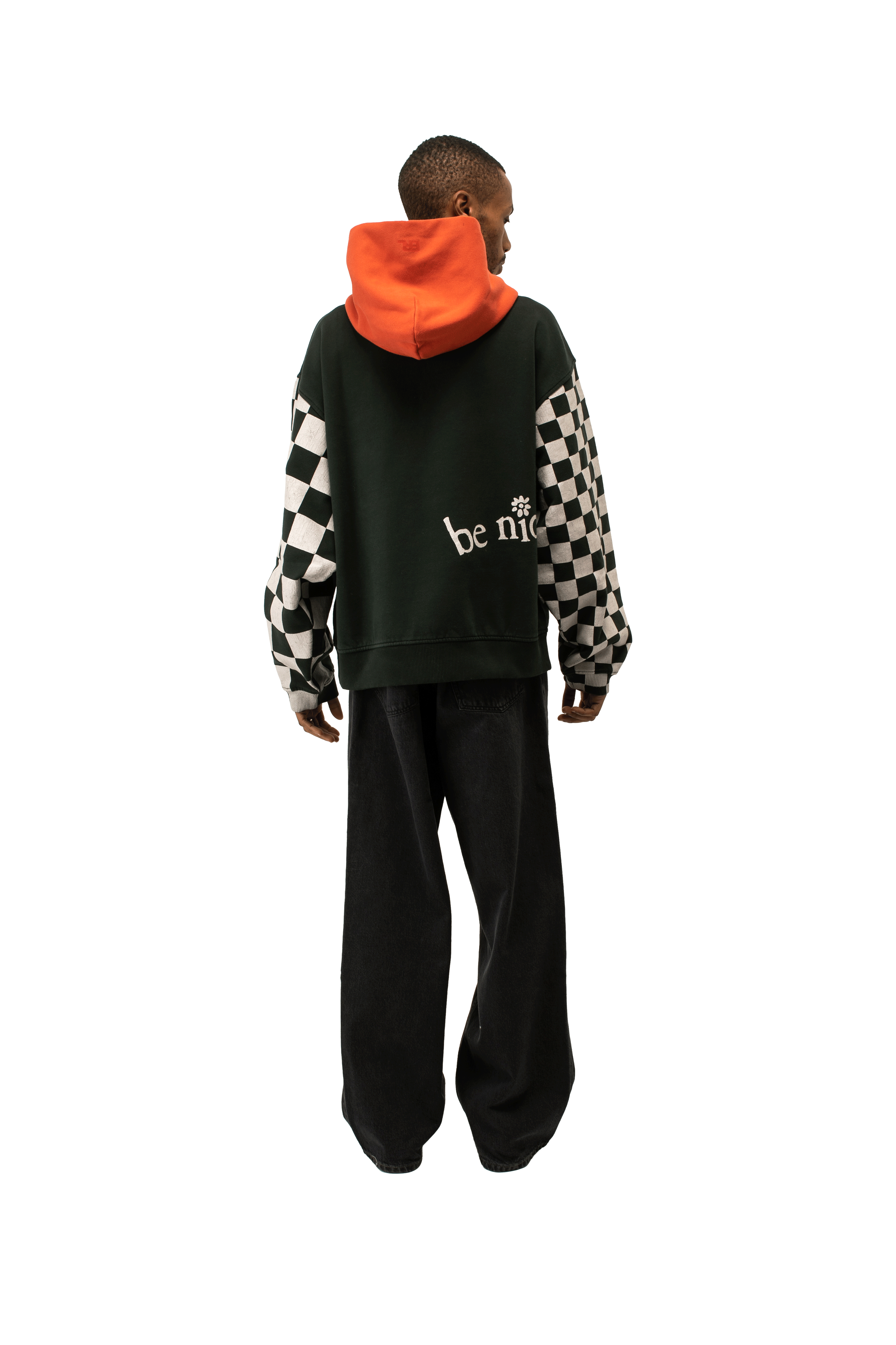 Venice Checker Sleeve Hoodie Knit
