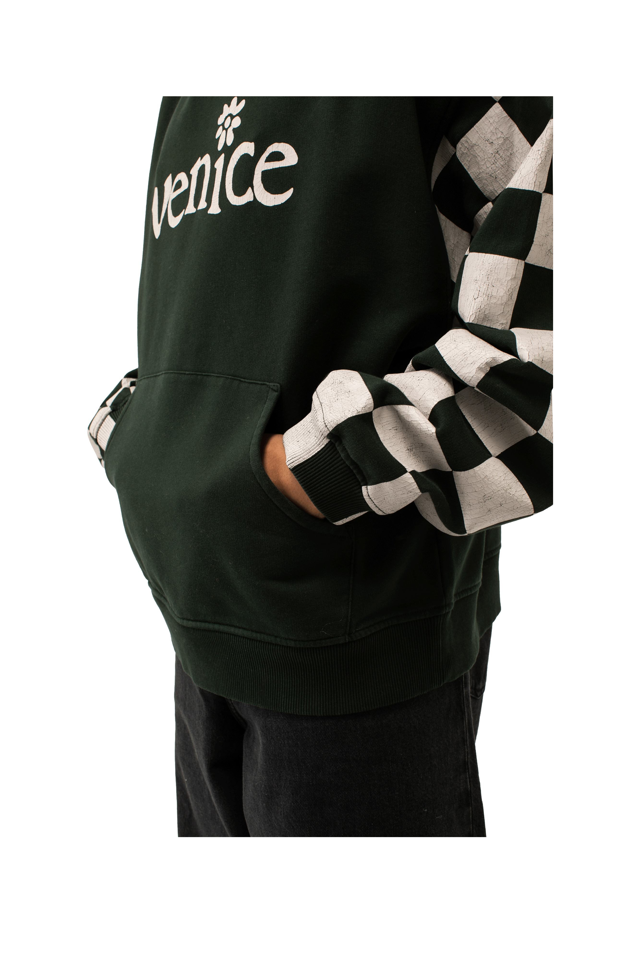 Venice Checker Sleeve Hoodie Knit