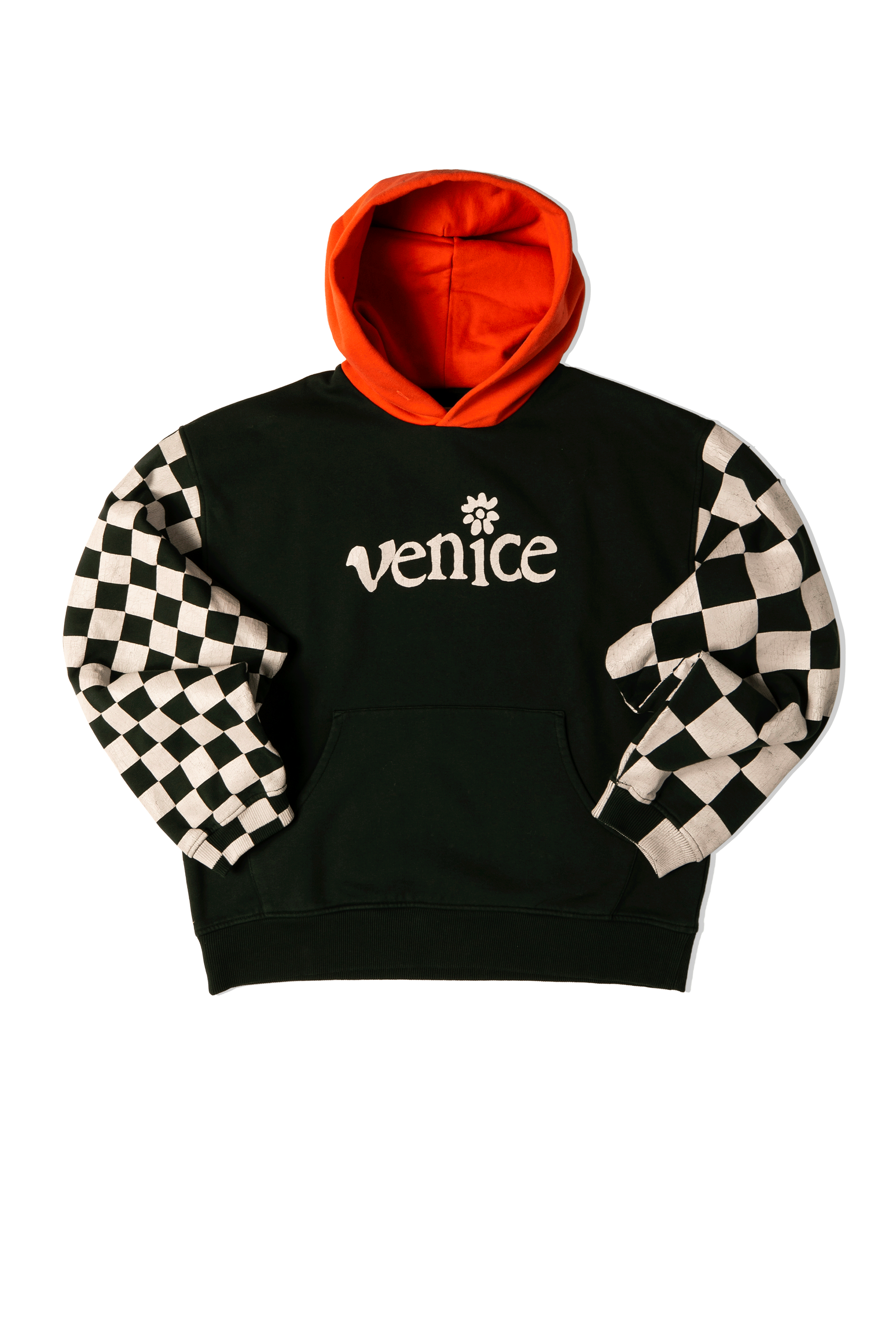 Venice Checker Sleeve Hoodie Knit