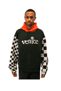 Venice Checker Sleeve Hoodie Knit